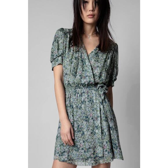 Zadig & Voltaire Betty Wrap dress Mousseline size L NWT - Picture 1 of 10